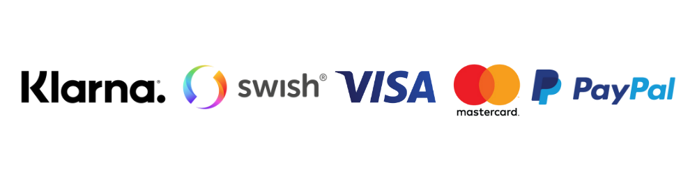 Betala med Klarna, Swish, PayPal, Visa och Mastercard