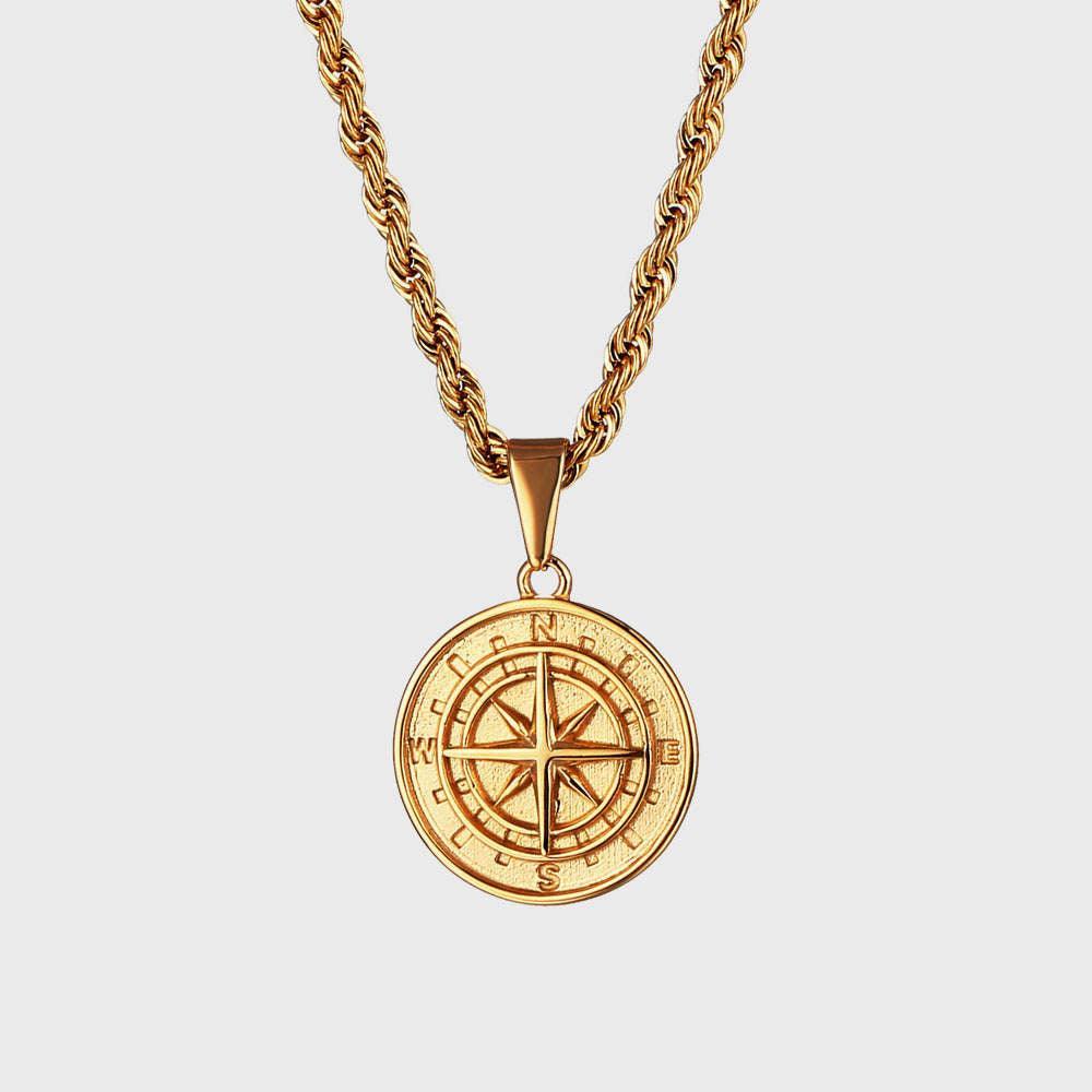 Kompass Halsband - Guld/silver - Nordic Smycken